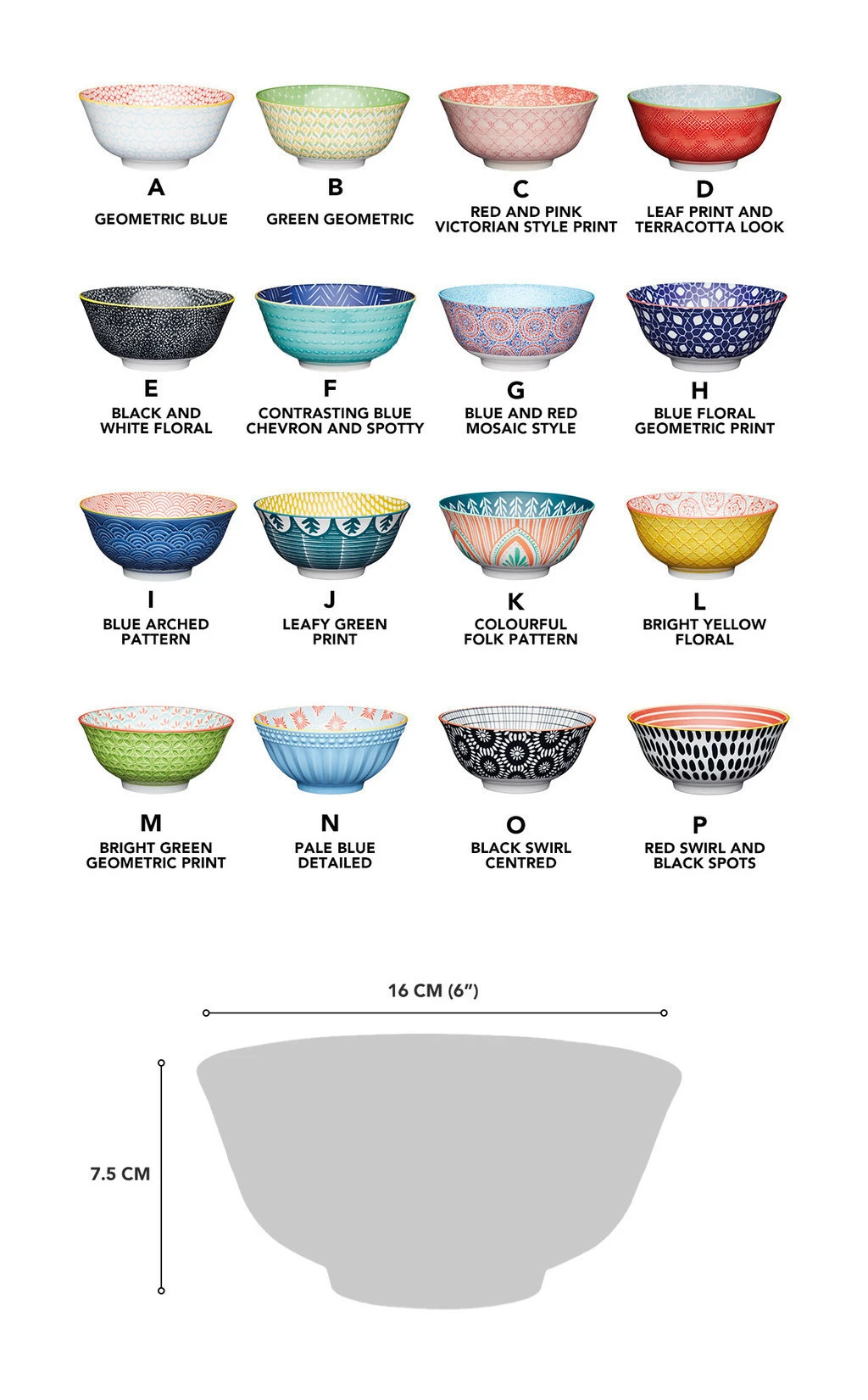 Mikasa 6 Inch -16 Design Coloful /Floral / Geometric / Mosaic Style - Ceramic Cereal /Soup Bowl, sharing bowl servings of porridge, soup, noodles & pie, Dishwasher & Microwave-safe | Shopee Thailand