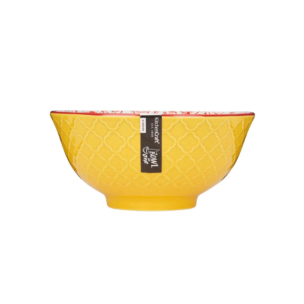 4x Mikasa Does it All Kitchen Dining Tableware Glazed Bowl 15.7cm Yellow Floral<!-- --> | Catch.com.au