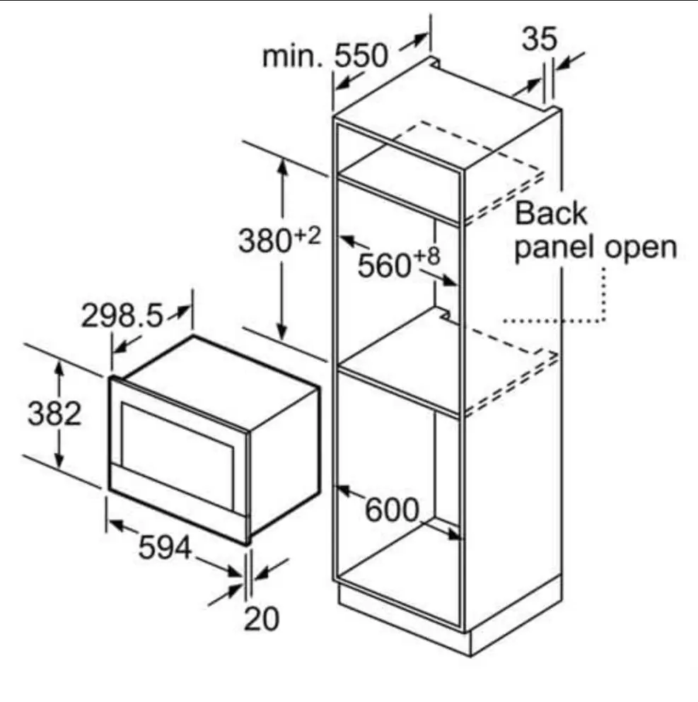 Kích thước lò vi sóng bosch BEL520MS0K