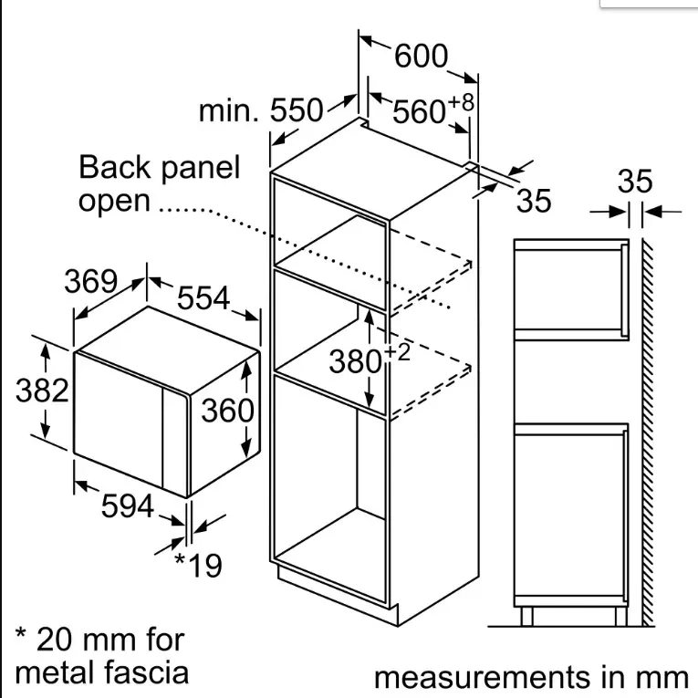 Kích thước của Lò vi sóng Bosch BEL554MS0B