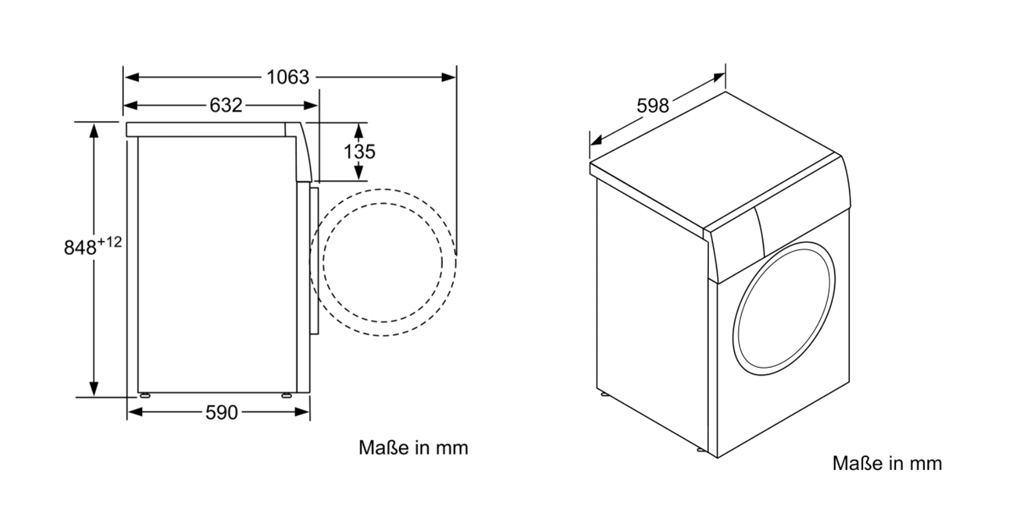 Kích thước Máy giặt Bosch WAV28E43