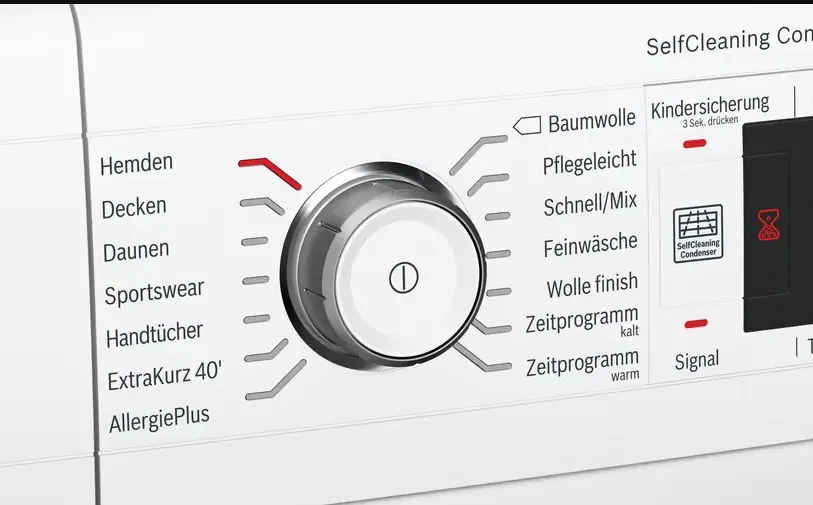 Bảng điều khiển Máy sấy quần áo Bosch WTW87541