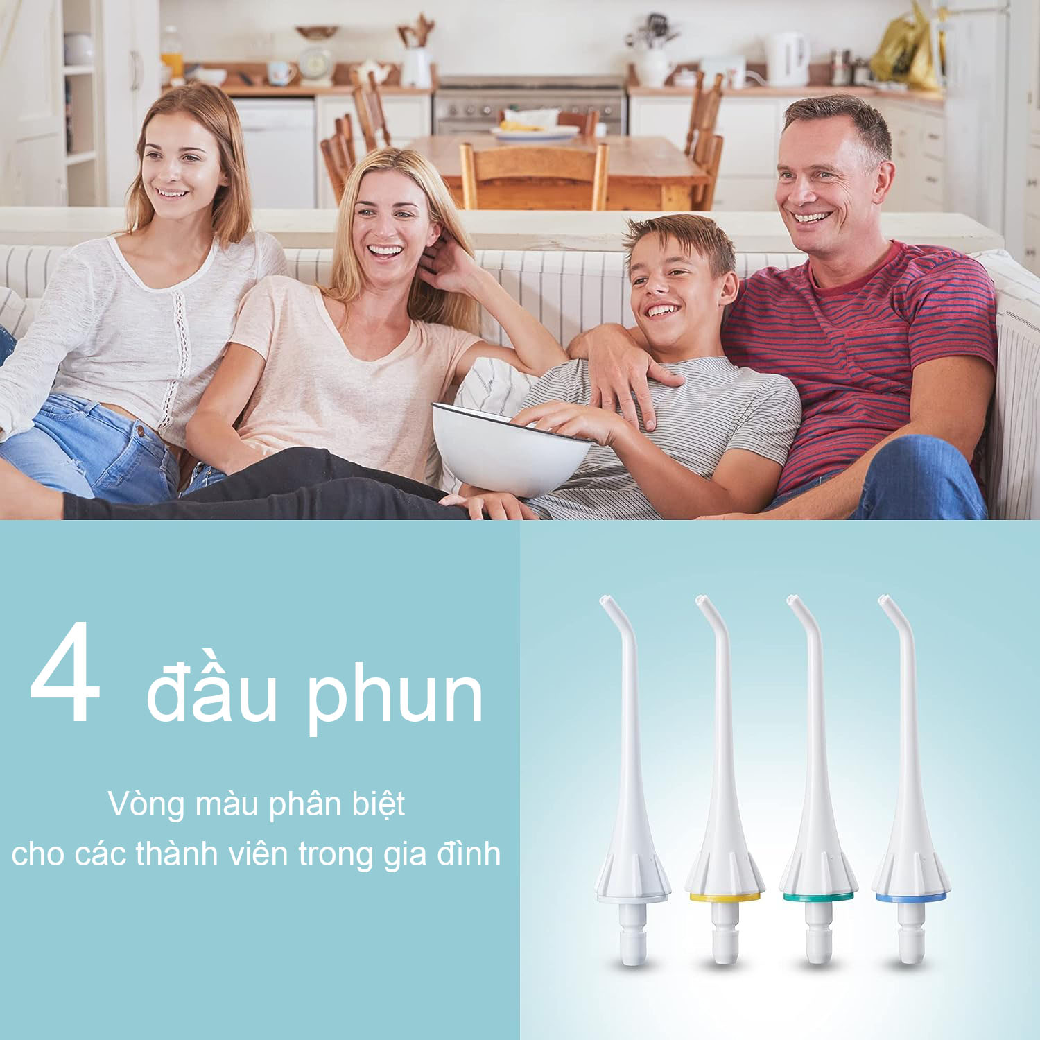 4 đầu tăm đi kèm dùng cho cả gia đình