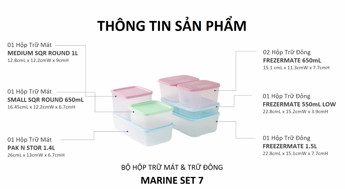 Bộ hộp trữ đông & mát Marine (7 hộp) - Tupperware | Shopee Việt Nam