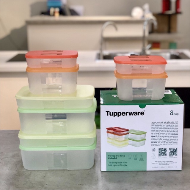 Bộ hộp trữ đông Tupperware Freezermate Colorful Set 8 - Bảo hành trọn đời - Nhựa nguyên sinh PP số 5 - An toàn sử dụng | Lazada.vn