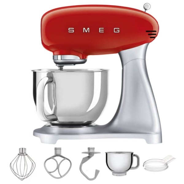 Máy trộn bột Smeg SMF02RDEU màu đỏ, thương hiệu Ý với 10 tốc độ trộn