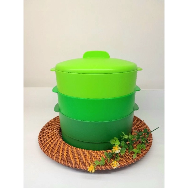 Xửng hấp 3 tầng Tupperware Steam it 3 Green - màu xanh lá | Leflair