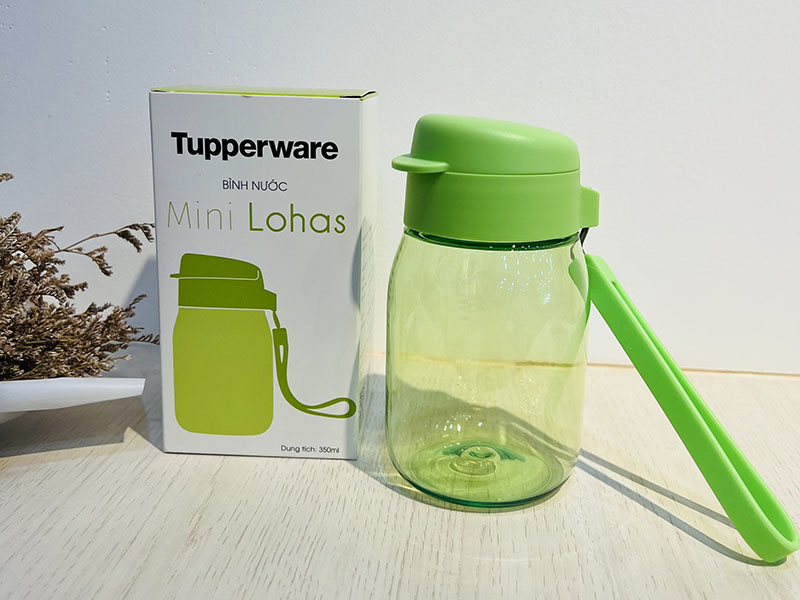 Bình nước Mini Lohas 350 ml Tupperware + không ống hút - Xanh lá - TPW00302