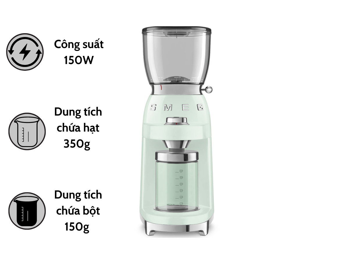 Máy Xay Cà Phê SMEG CGF01PGEU (Xanh ngọc) - Bếp Hưng Phú