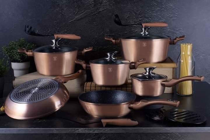 Bộ nồi 15 chi tiết Berlinger Haus BH/1224N Rose gold collection - Sieu Thi Sieu Re - SieuThiSieuRe.vn