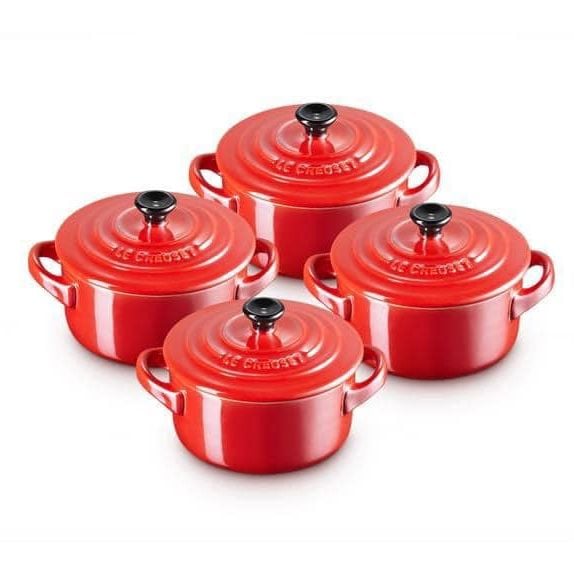 Bộ 4 nồi mini Le Creuset 10cm màu đỏ Metalic model 2022