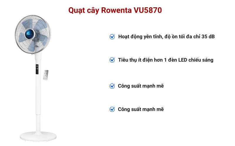 Quạt cây Rowenta VU5870 - 5 cánh thông minh