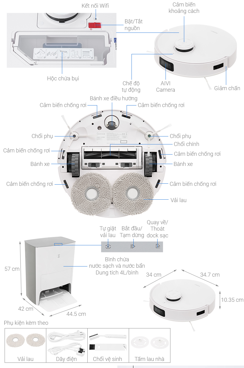 Thông số Robot hút bụi lau nhà Ecovacs T10 OMNI - Global