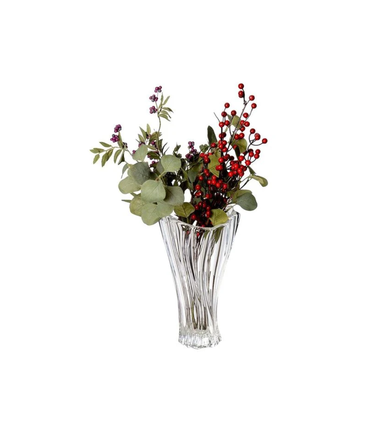 Bình hoa pha lê Bohemia Plantica trắng 32cm
