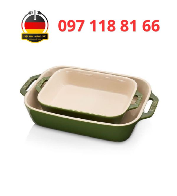 Bộ 2 khay nướng màu húng quế Staub - Diệp Anh hàng Đức