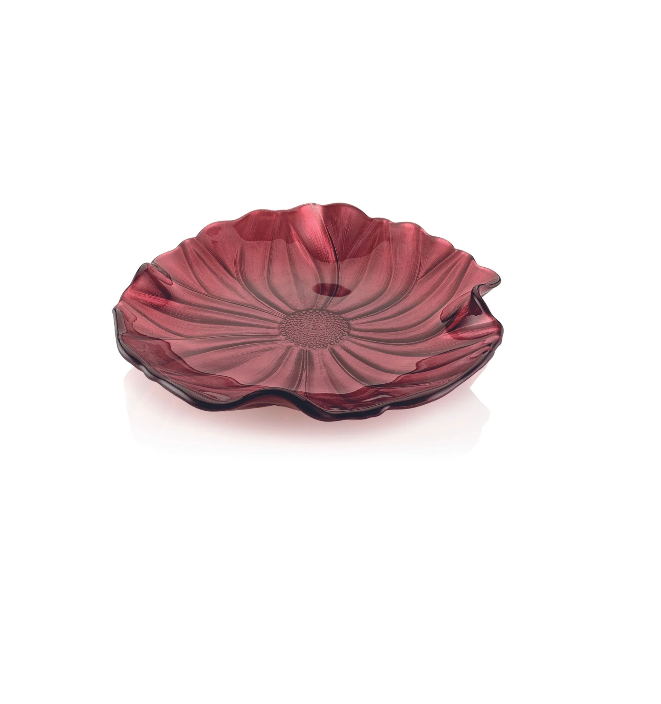 Đĩa pha lê IVV Magnolia đỏ 22cm