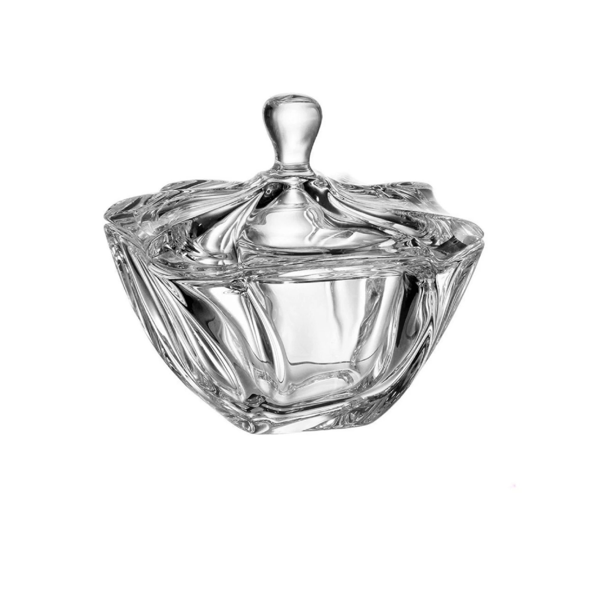Thố mứt pha lê Bohemia Neptune sóng 13cm