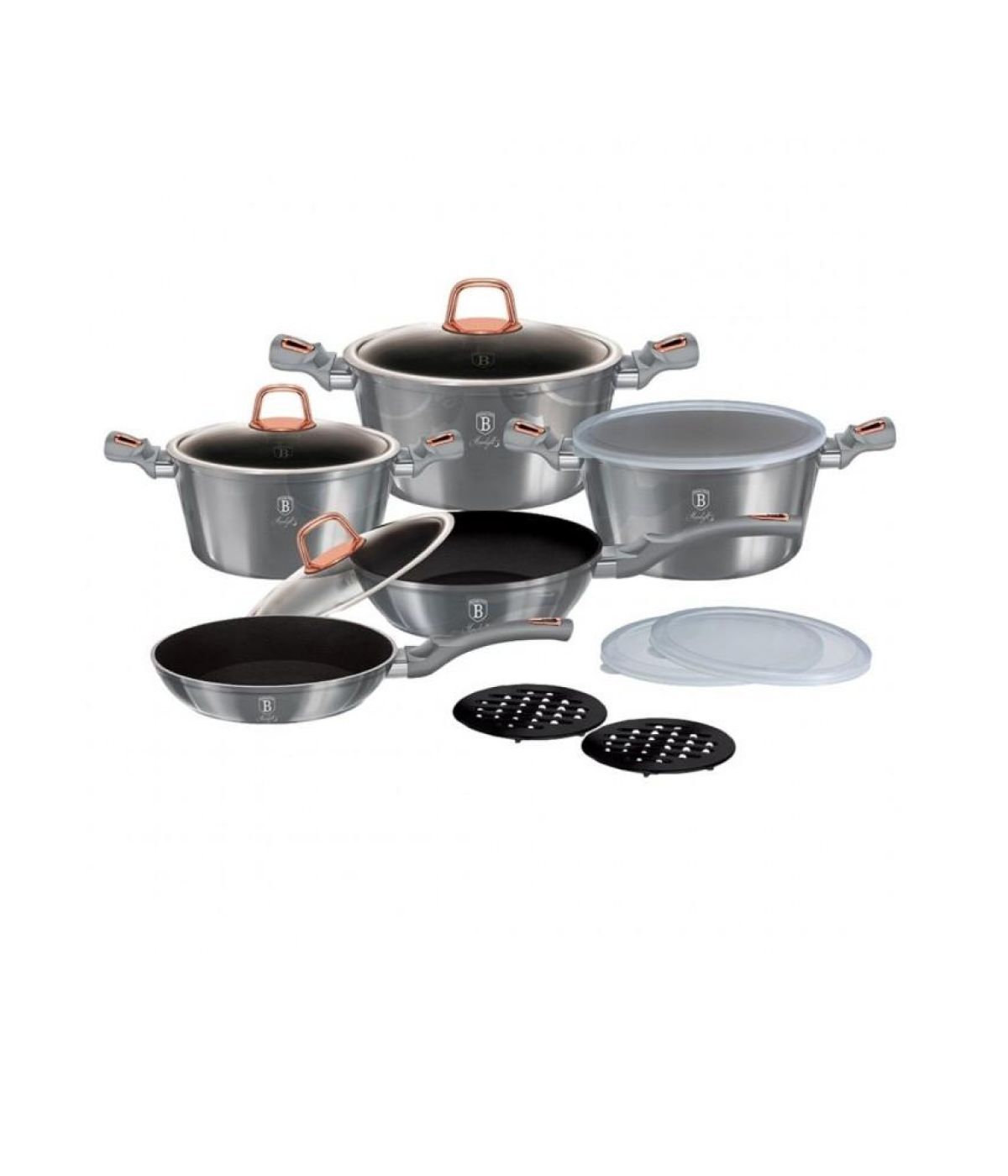 Nồi Berlinger Haus BH6020 Moonlight Collection Màu Xám Vàng Hồng