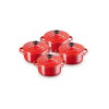 Nồi Mini Lecreuset Mini Bräter 10cm Kirsche 4 Cái Màu Đỏ