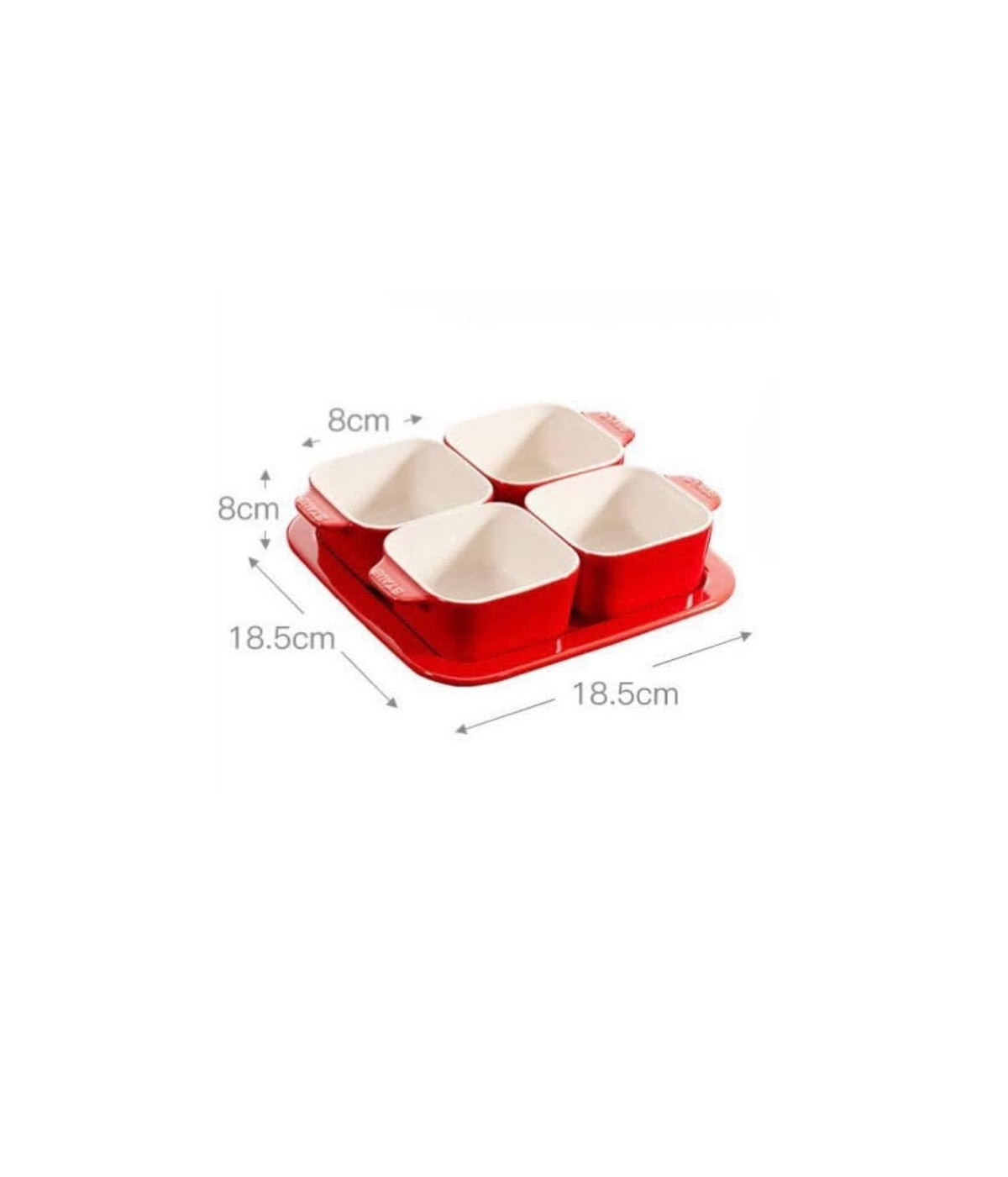 Set 4 bát vuông sứ Staub kèm khay