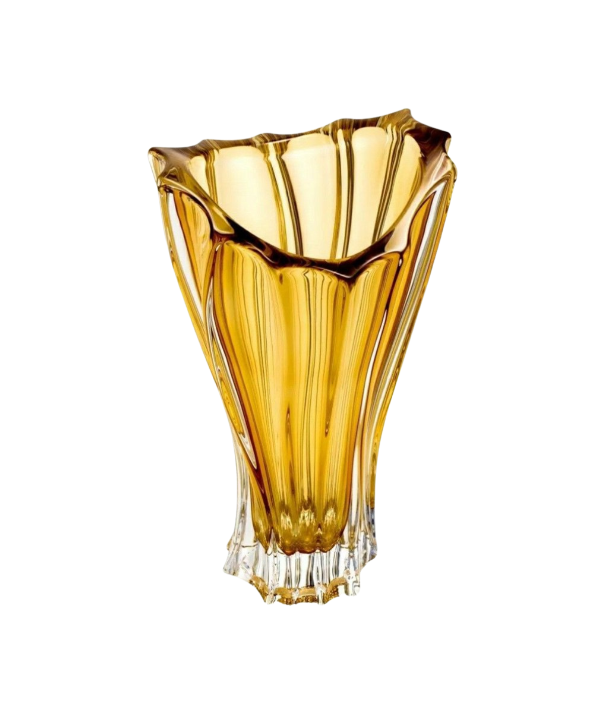 Bình hoa pha lê Bohemia Plantica Amber vàng 32cm