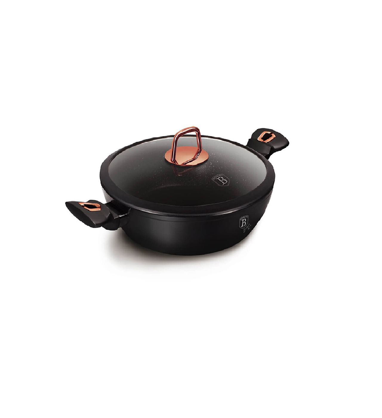 Nồi Chảo 2 Quai Cầm Có Nắp Berlinger Haus BH/1640N 28cm Lớp Chống Dính Bằng Đá Màu Đen Rose