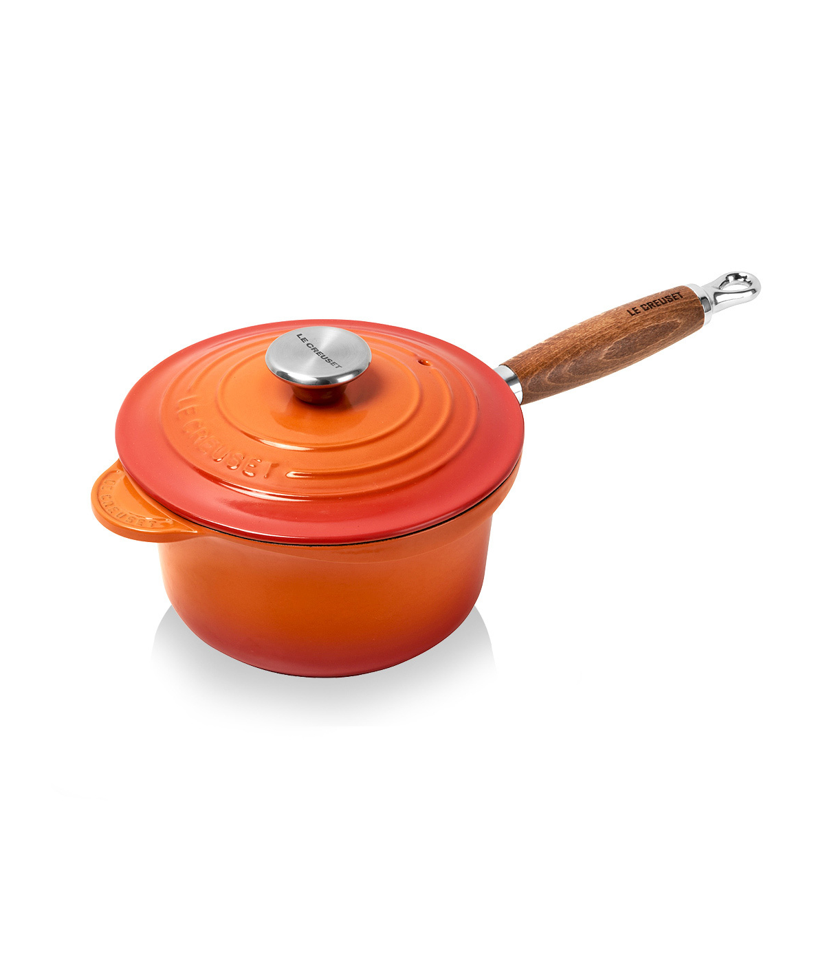 Quánh Gang Có Nắp Le Creuset Wooden Handle 18cm 21139180902460 Flame Màu Cam