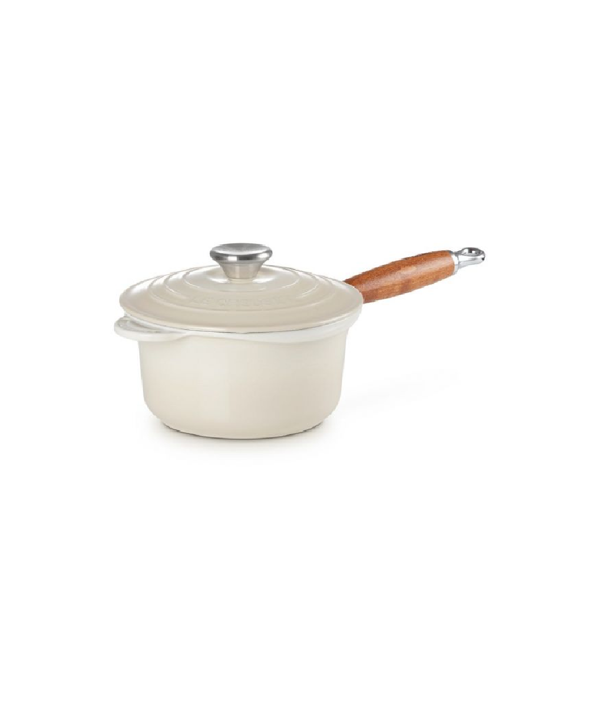 Quánh Gang Có Nắp Lecreuset Kochtopf Holzgriff 18cm Meringue Màu Trắng Kem