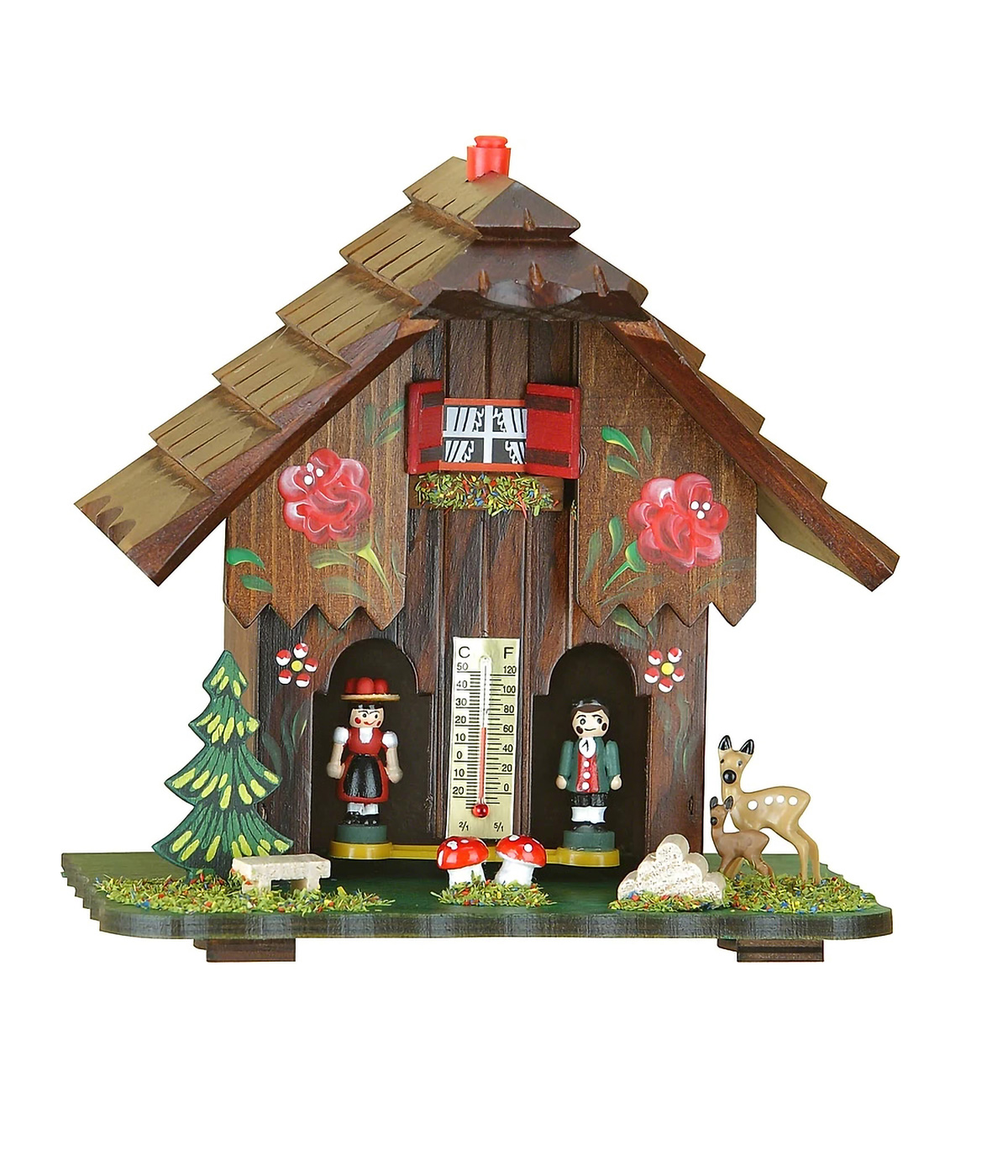 Đồng Hồ Cuckoo Đo Nhiệt Độ Và Độ Ẩm Engstler 95 Wetterhaus Black Forest 17cm