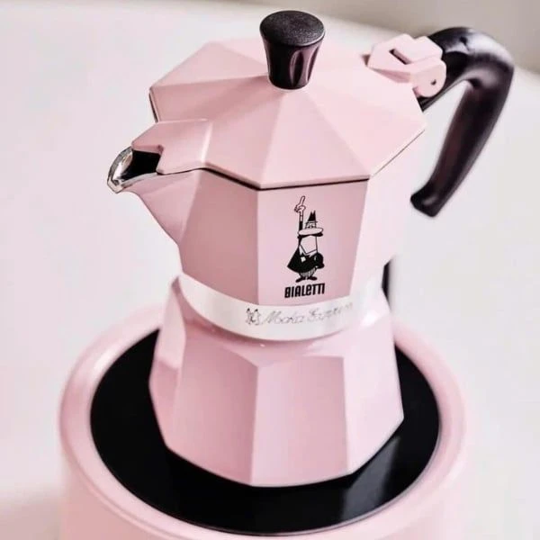 Set Bình đun cà phê Bialetti Moka 130ml 3 cốc màu hồng