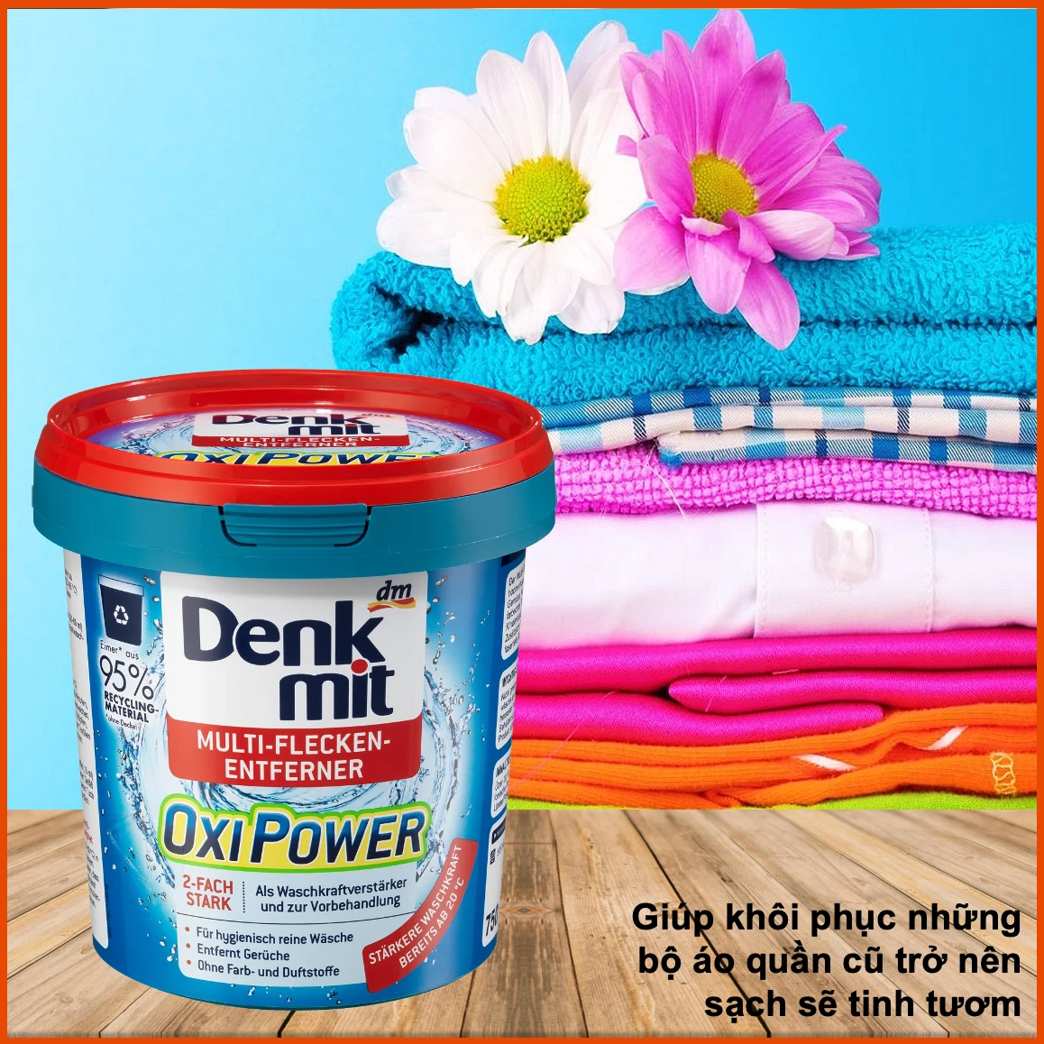 Bột tẩy vết bẩn quần áo trắng Denkmit Oxi Power - Hộp 750gr – APC Trading