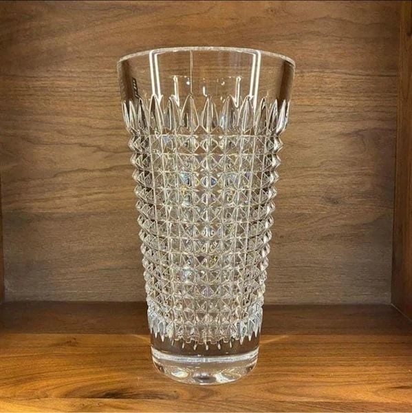 Lọ hoa pha lê Rogaska Diamond 27cm màu trắng
