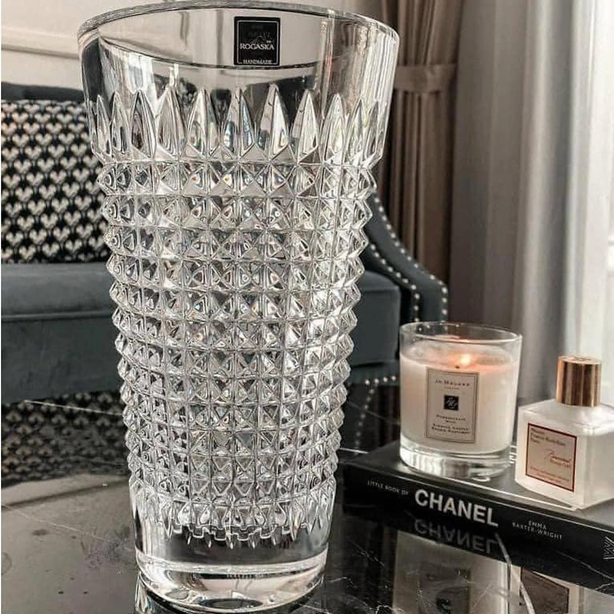 Lọ hoa pha lê Rogaska Diamond 27cm màu trắng | Phương mart
