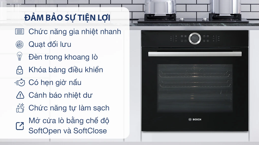 Lò nướng âm Bosch HBG634BB1B 71 lít - Tiện ích Lò nướng âm tủ BOSCH HBG634BB1B - Tiện ích