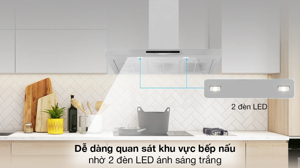 Đèn chiếu sáng - Máy hút mùi áp tường Bosch DWB97IM50 Đèn chiếu sáng - Máy hút mùi Bosch DWB97IM50