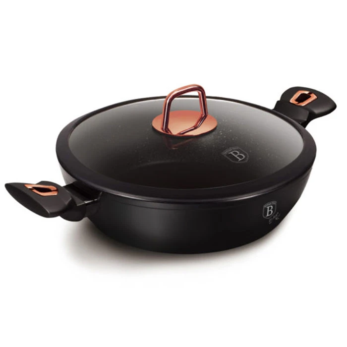 Nồi chảo 2 quai cầm có nắp Berlinger Haus BH/1640N 28cm lớp chống dính bằng đá – màu đen/rose - Sieu Thi Sieu Re - SieuThiSieuRe.vn