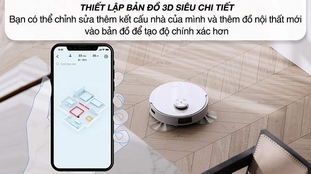 Robot hút bụi lau nhà Ecovacs T10 Turbo - Thiết lập bản đồ Công nghệ quét laser lập bản đồ và điều hướng TrueMapping 2.0 với thuật toán DToF (mạnh gấp 4 lần LDS)