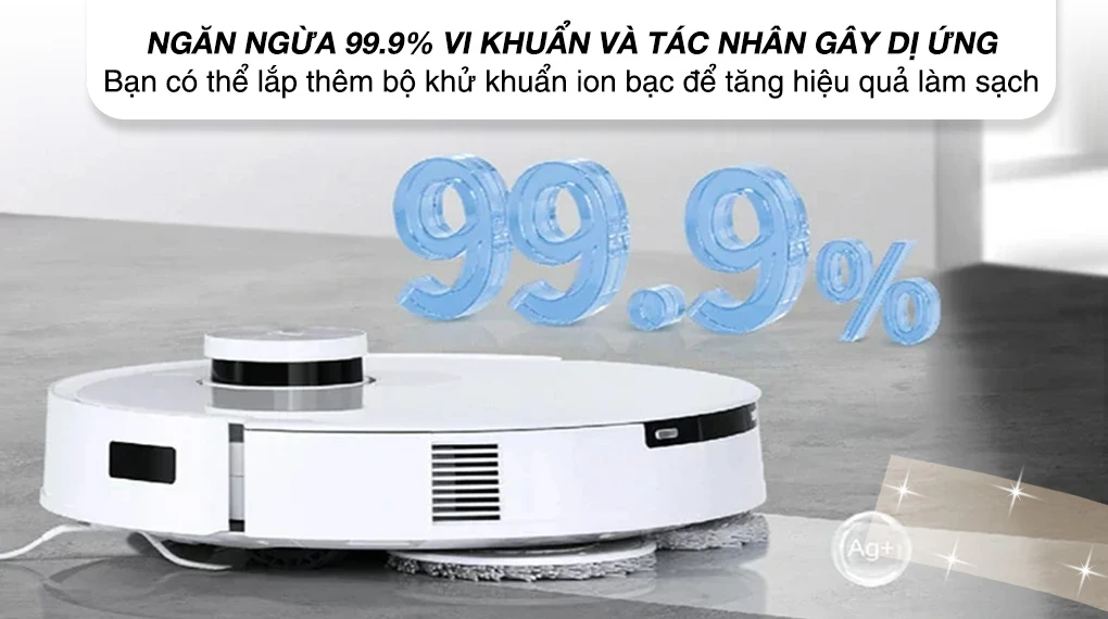 Robot hút bụi lau nhà Ecovacs T10 Turbo - Có thể lắp thêm bộ khử khuẩn ion bạc Robot hút bụi lau nhà Ecovacs Deebot T10 Turbo - Có thể lắp thêm bộ khử khuẩn ion bạc