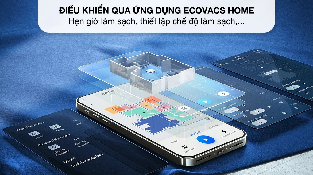 Điều khiển qua ứng dụng Robot hút bụi lau nhà Ecovacs Deebot T10 Turbo Điều khiển qua ứng dụng