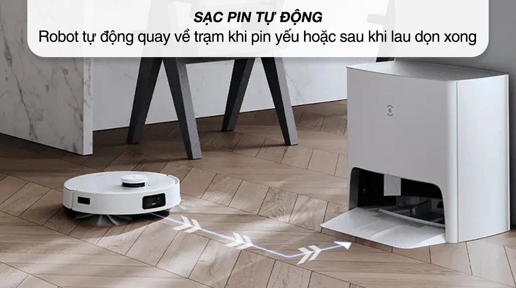 Tự quay về trạm sạc Tự quay về trạm sạc Robot hút bụi lau nhà Ecovacs Deebot T10 Turbo