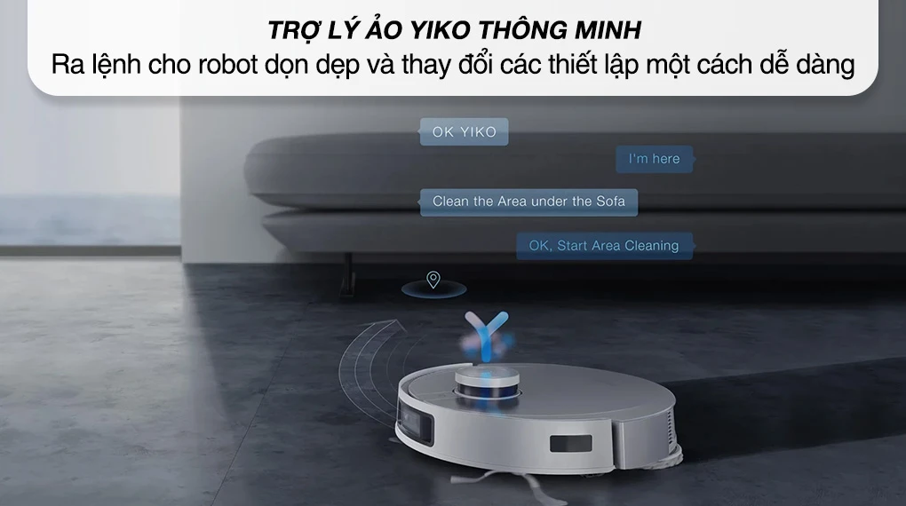 Trợ lý giọng nói Yiko Trợ lý giọng nói Yiko Robot hút bụi lau nhà Ecovacs Deebot T10 Turbo