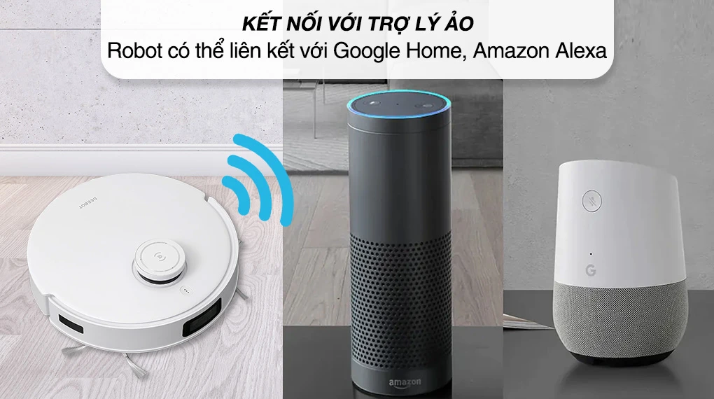 Tương thích với trợ lý ảo Tương thích với trợ lý ảo Robot hút bụi lau nhà Ecovacs Deebot T10 Turbo