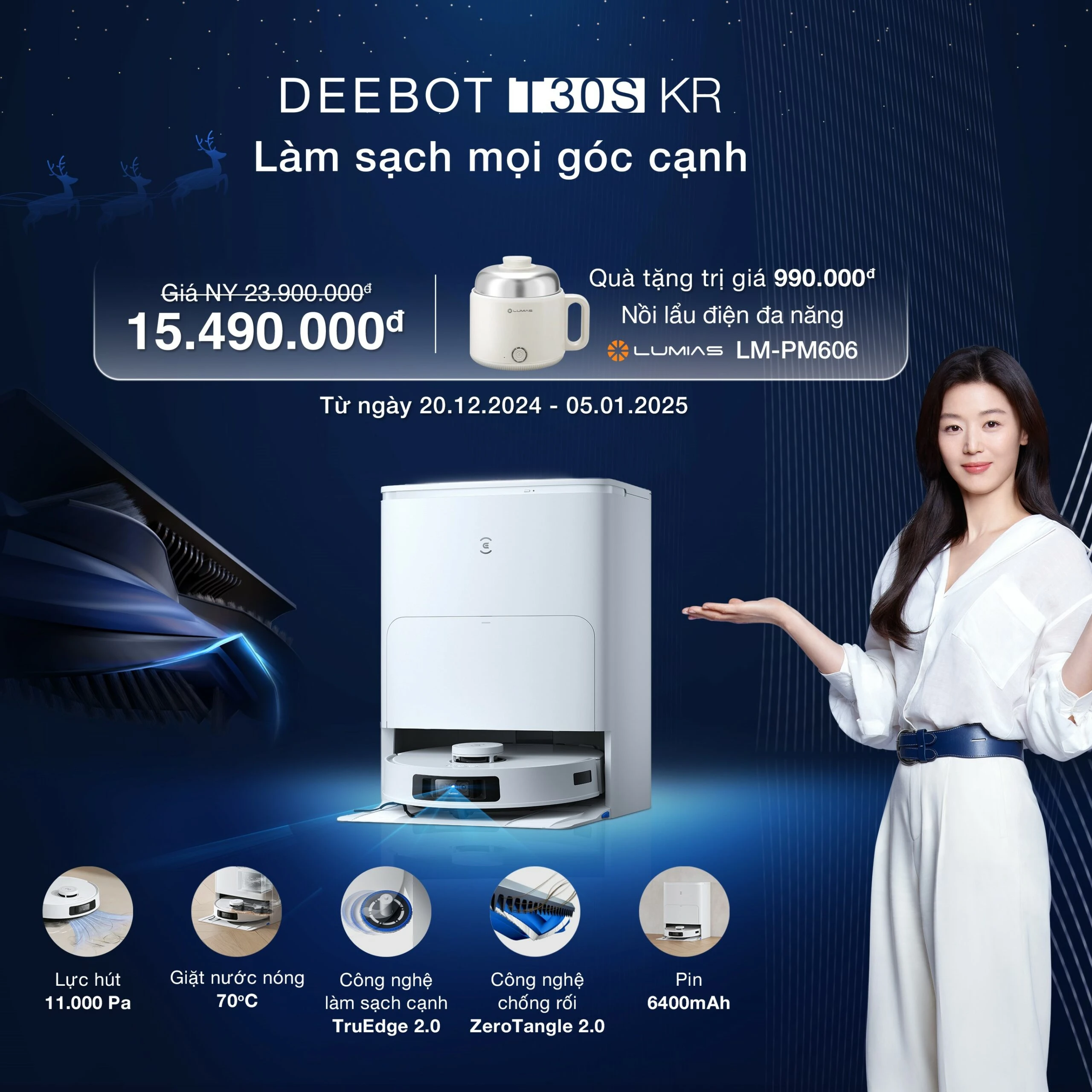 Robot hút bụi lau nhà Ecovacs Deebot T30S KR