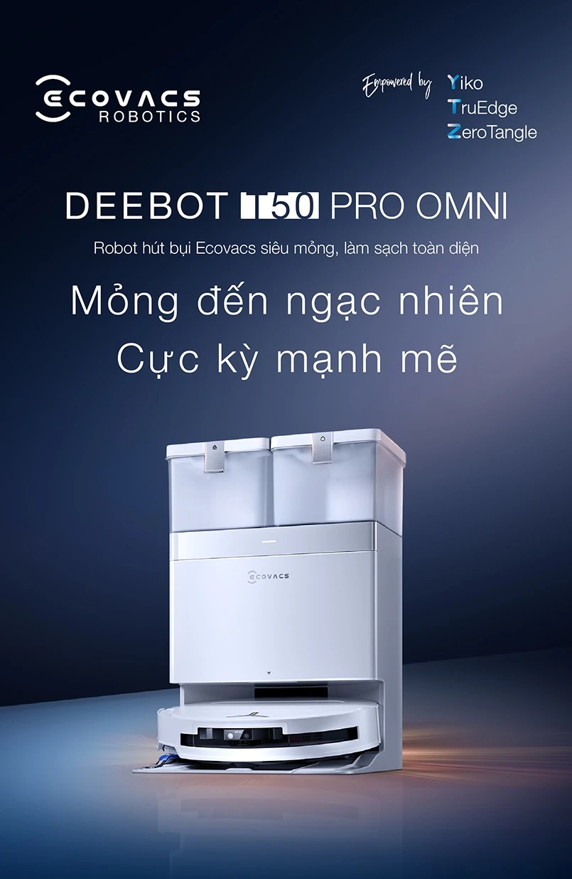 Robot hút bụi lau nhà Ecovacs Deebot T50 Pro Omni 2025