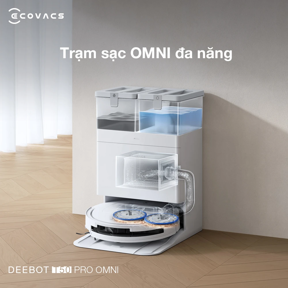Robot hút bụi lau nhà Ecovacs Deebot T50 Pro Omni 2025 - Vietnam Robotics