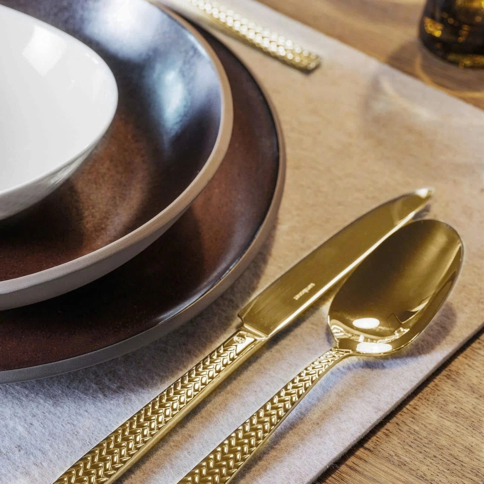 SET DAO THÌA DĨA SAMBONET CORTINA 24 MÓN MÀU VÀNG 5