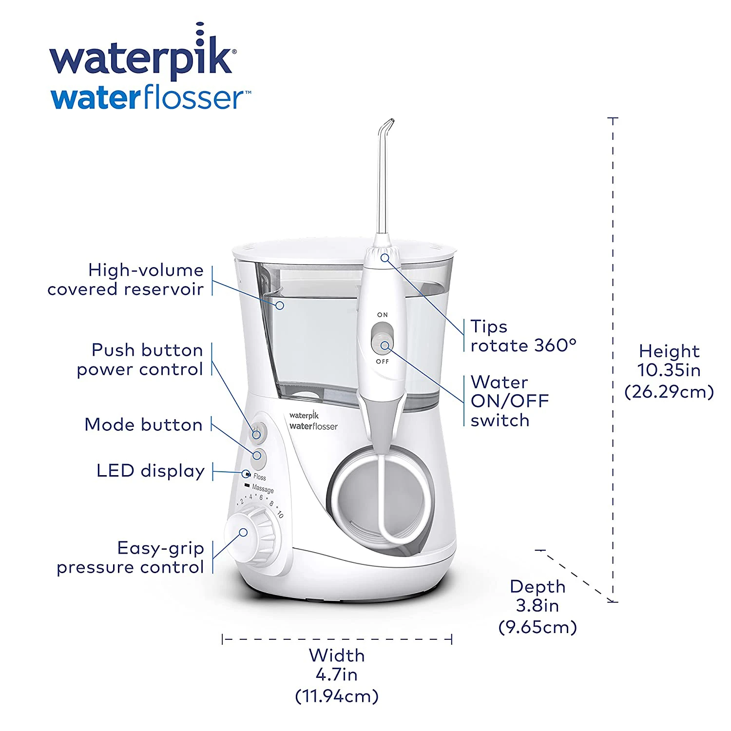 Máy tăm nước gia đình Waterpik Ultra Professional WP-660EU, Trắng | Think Tech