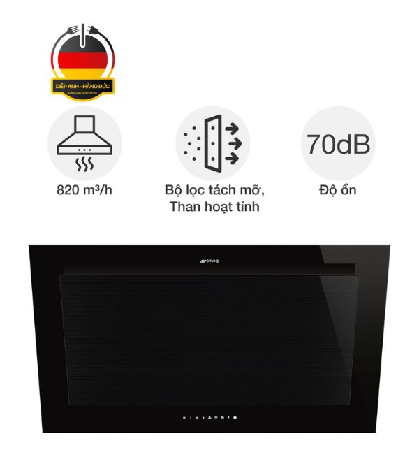 Máy hút mùi áp tường Smeg KV194B3 Linea - Diệp Anh hàng Đức